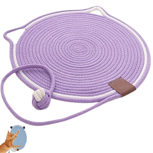 Celery Pets Dual Scratching Pad, Katzenkratzpad aus natürlichem Baumwollseil, großes Katzenbett, Katzenkratzpad mit Katzenspielzeug (43cm,Purple) von HFDHD