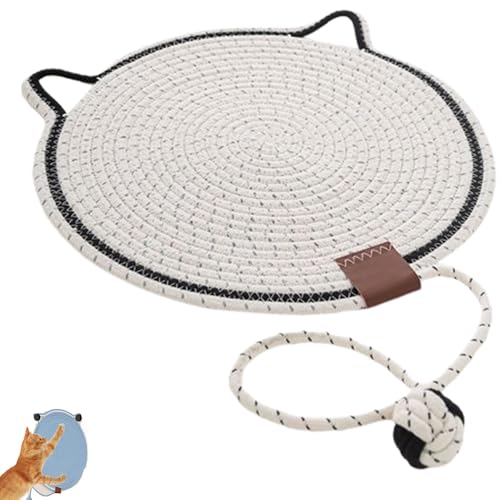 Celery Pets Dual Scratching Pad, Katzenkratzpad aus natürlichem Baumwollseil, großes Katzenbett, Katzenkratzpad mit Katzenspielzeug (43cm,White) von HFDHD