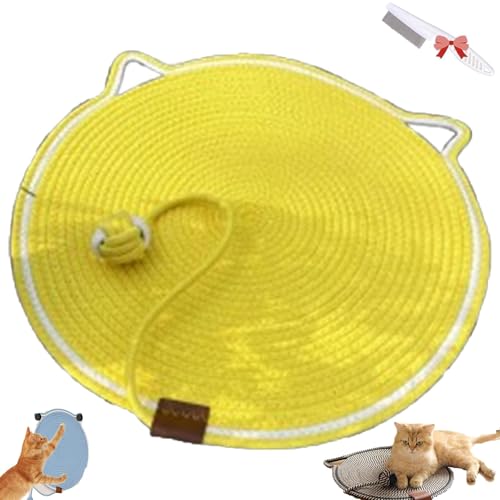 Celery Pets Dual Scratching Pad, Katzenkratzpad aus natürlichem Baumwollseil, großes Katzenbett, Katzenkratzpad mit Katzenspielzeug (43cm,Yellow) von HFDHD