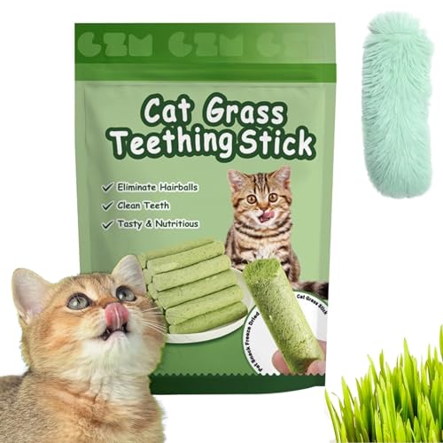 HFDHD Kittygreen Sticks, Katzengrassticks aus natürlichen Zutaten, Katzengras-Beißsticks für Hauskatzen, Katzengras-Zahnreinigungssticks, Katzengras-Leckerlis (1Bag) von HFDHD