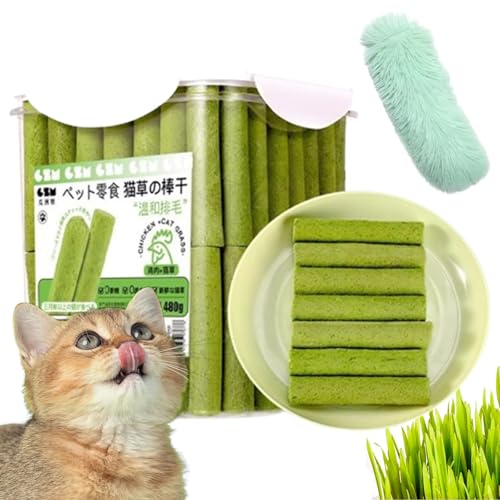 HFDHD Kittygreen Sticks, Katzengrassticks aus natürlichen Zutaten, Katzengras-Beißsticks für Hauskatzen, Katzengras-Zahnreinigungssticks, Katzengras-Leckerlis (1Barrel) von HFDHD