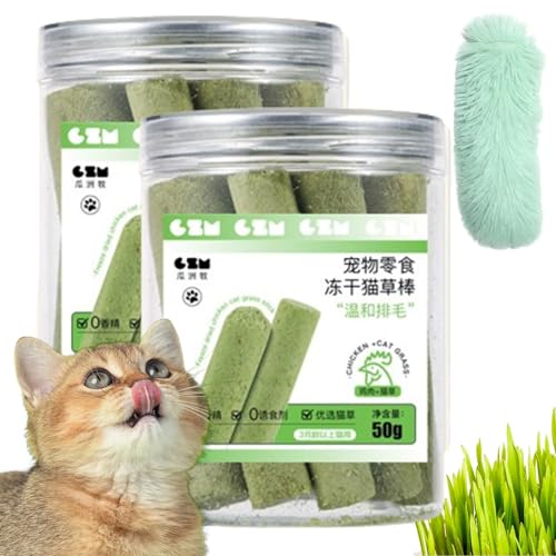 HFDHD Kittygreen Sticks, Katzengrassticks aus natürlichen Zutaten, Katzengras-Beißsticks für Hauskatzen, Katzengras-Zahnreinigungssticks, Katzengras-Leckerlis (2Can) von HFDHD