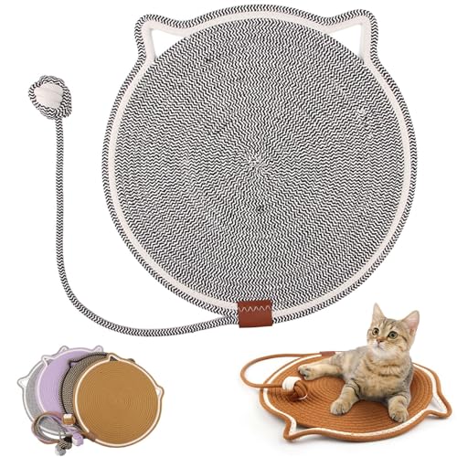 Sellerie-Haustiere Dual Kratzer, handgewebt ohne Trümmerkratzern Innenkatzen, großer Katzenbett-Katze Kratzpolster mit Katzenspielzeug (Gray) von HFDHD