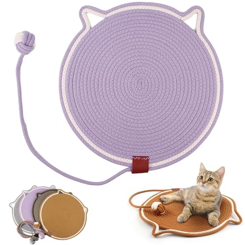 Sellerie-Haustiere Dual Kratzer, handgewebt ohne Trümmerkratzern Innenkatzen, großer Katzenbett-Katze Kratzpolster mit Katzenspielzeug (Purple) von HFDHD