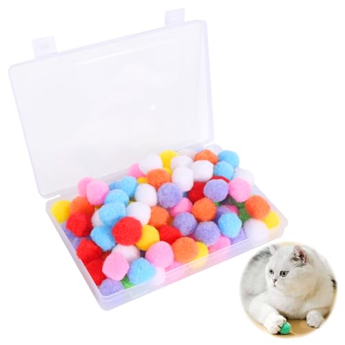 HFDONGL 100 Stück Katzenball Katzenspielzeug Ball Katzenspielzeug Set Babykatzen Zubehör Interaktive Katzenbälle für Katzen und Kätzchen von HFDONGL