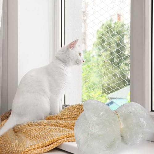 HFDONGL Katzennetz für Balkon 5x5m Balkonnetz für Katzen Fensterschutz Katze Katzenschutz Fenster Katzenschutznetz Katzengitter Schutznetz für Balkone Treppen Fenster Terrassen (Transparent) von HFDONGL