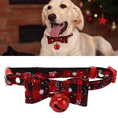 Weihnachts-Haustierhalsbänder mit Glöckchen, Personalisierte Süße Fliege, Katzenhalsband, Urlaubsdekoration für Katzen, Hunde, Kleine Haustiere(S-Katzenhalsband: Schneeflockenschwarz) von HFEHSKJ