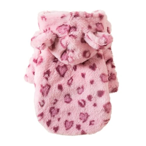 Hund Hoodie Winter Warm Plüsch Haustier Hund Kleidung Leopard Print Hundemantel Jacke Kleidung für Kleine Hunde Haustiere Kostüme (Rosa, XXL) von HFENGKG