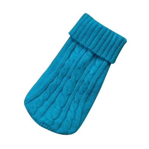 Hund Katze Kleidung Winter Herbst Warme Katze Strickpullover Pullover Welpen Mantel Kleidung Pullover Strick Kätzchen Kleidung (Blau, L) von HFENGKG