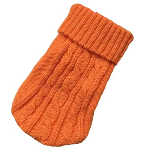 Hunde-Winterkleidung, gestrickt, Haustierkleidung für kleine, mittelgroße Hunde, Welpen, Haustierpullover, Hundepullover, einfarbig, hoher Kragen (Orange, Größe 2XL (14), 4–7 kg von HFENGKG