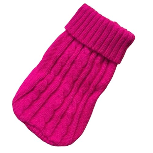 Hunde-Winterkleidung, gestrickt, Haustierkleidung für kleine, mittelgroße Hunde, Welpen, Haustierpullover, Hundepullover, einfarbig, hoher Kragen (Rosa, Größe XL (12), 4–5 kg von HFENGKG