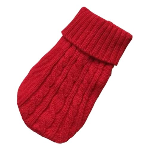 Hunde-Winterkleidung, gestrickt, Haustierkleidung für kleine, mittelgroße Hunde, Welpen, Haustierpullover, Hundepullover, einfarbig, hoher Kragen (Rot, Größe 2XL (14), 4–7 kg von HFENGKG