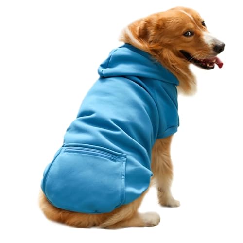 Kapuzenpullover für kleine und mittelgroße Hunde, Kapuzen-Sweatshirt mit Tasche, Hut, Haustierkleidung, Hundepullover, Mantel, Winter, Blau, Größe XS von HFENGKG