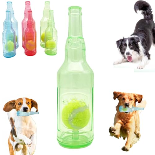 Crunch Play Flaschenspielzeug, Flaschenkauspielzeug für Hunde, Wasserflaschenspielzeug für Hunde, Kunststoffflasche mit Ballspielzeug für Hunde, interaktives Kauspielzeug für Hunde mit Tennisball für von HFSAZJ