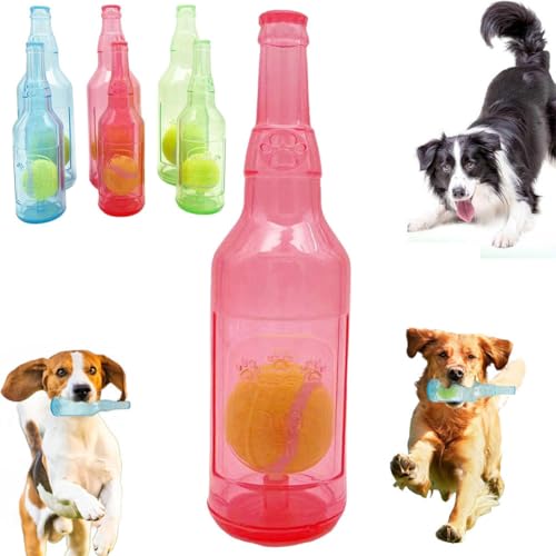 HFSAZJ Crunch Play Flaschenspielzeug, Flaschenkauspielzeug für Hunde, Wasserflaschenspielzeug für Hunde, Kunststoffflasche mit Ballspielzeug für Hunde, interaktives Kauspielzeug für Hunde mit von HFSAZJ