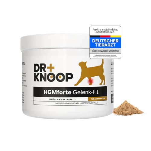 HGM Teufelskralle Grünlippmuschel Katze Glucosamin, 220 g - Gelenkpulver speziell für die alte Katze - Anders als Gelenktabletten - Grünlippmuschelpulver von Tierarzt Dr. Knoop von HGM