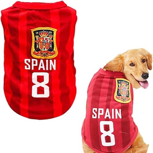 HGMOMO Hunde-T-Shirts Haustier-Kühlweste Sommer Mesh Atmungsaktiv Ärmellos Modische Kleidung für Katzen Kleine Mittel Große Hunde (2X-Large, Spanien8) von HGMOMO