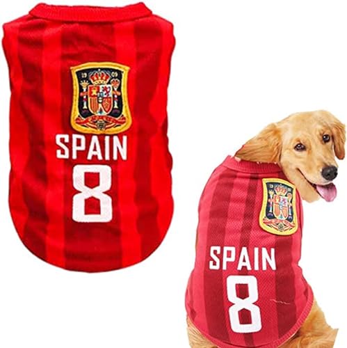 HGMOMO Hunde-T-Shirts Haustier-Kühlweste Sommer Mesh Atmungsaktiv Ärmellos Modische Kleidung für Katzen Kleine Mittel Große Hunde (XXX-Large, Spanien8) von HGMOMO
