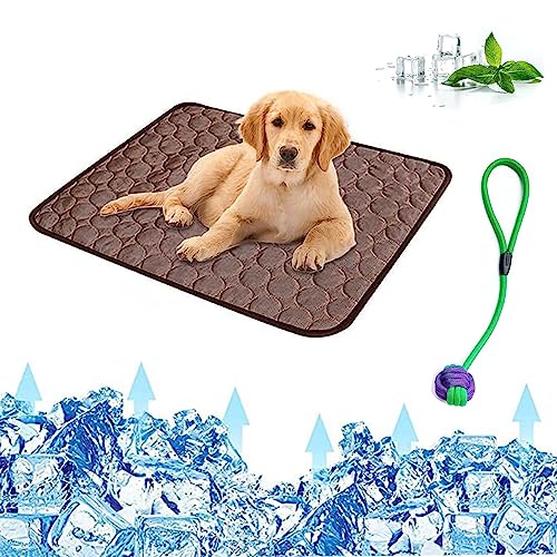 HGMOMO Hundekühlmatte,Haustier Hund Selbstkühlung Pad,Eis Seide waschbar Sommer Kühldecke für Hunde Katzen,Zwinger(XXL,Braun) von HGMOMO