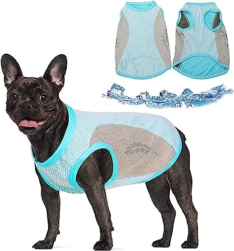 HGMOMO Kühlweste für Hunde, atmungsaktiv, sonnenfest, mit reflektierendem Streifen, atmungsaktives Netzgewebe,Hundekleidung für den Sommer, leichte, kühlende Hundejacke,UV-Schutz (S, Blau) von HGMOMO