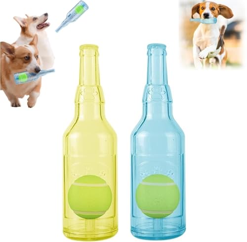 HGRYNDRO Crunchnplay Flaschenspielzeug für Hunde, Hundespielzeugflasche mit Ball, Wasserflaschen-Hundespielzeug, quietschendes Hundespielzeug, langlebiges interaktives Apportierspielzeug von HGRYNDRO