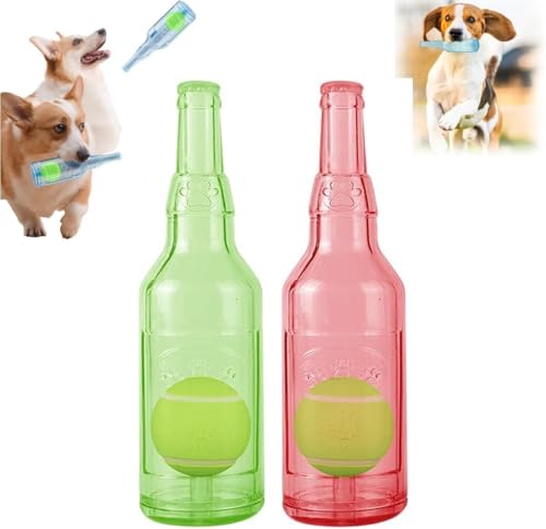 HGRYNDRO Crunchnplay Flaschenspielzeug für Hunde, Hundespielzeugflasche mit Ball, Wasserflaschen-Hundespielzeug, quietschendes Hundespielzeug, langlebiges interaktives Apportierspielzeug von HGRYNDRO