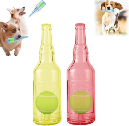 HGRYNDRO Crunchnplay Flaschenspielzeug für Hunde, Hundespielzeugflasche mit Ball, Wasserflaschen-Hundespielzeug, quietschendes Hundespielzeug, langlebiges interaktives Apportierspielzeug von HGRYNDRO