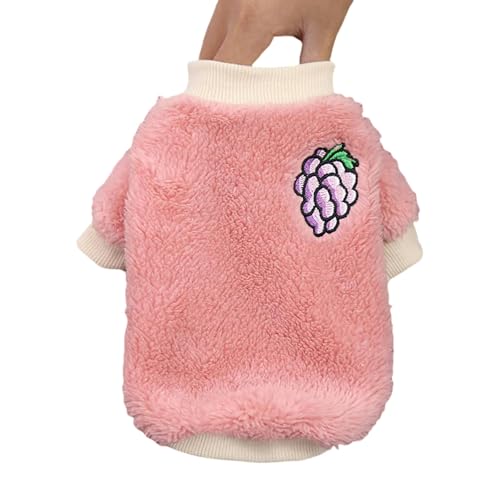 HGRYNDRO Hundebekleidung Plüsch Haustier Winter Kleidung Süßes Obstmuster Verdickte Warme Hundeweste Kleine Mittelgroße Hunde Weicher Winterpuppen-rosa-2xl von HGRYNDRO