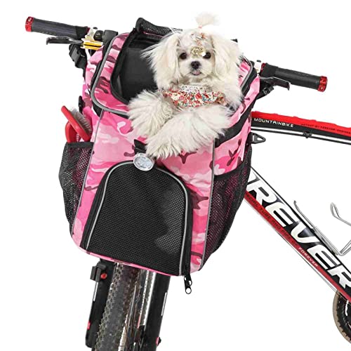 HH-CC 2-in-1-Fahrradkorb für Katzen/Hunde, Haustier-Rucksack für kleine, mittelgroße Welpen, Katzen, geeignet für Reisen, Wandern, Camping,E von HH-CC