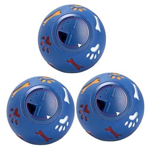 HHOZsafety Trainingsbedarf Hundespielzeug, auslaufendes Futter, Ball (Blau x 3 Stück, 11 x 11 x 11 cm x 3 Stück) von HHOZsafety