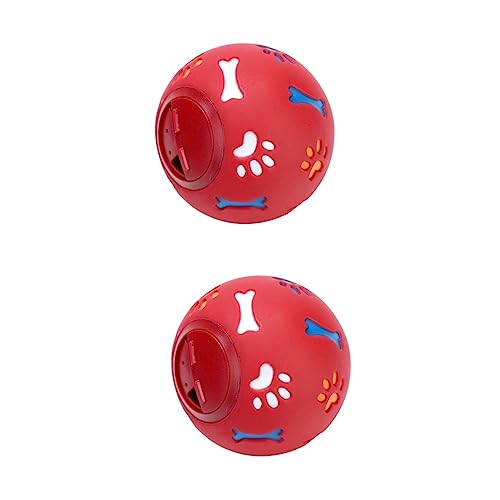 HHOZsafety Trainingsbedarf Hundespielzeug, auslaufendes Futter, Ball (Rot x 2 Stück, 11 x 11 x 11 cm x 2 Stück) von HHOZsafety