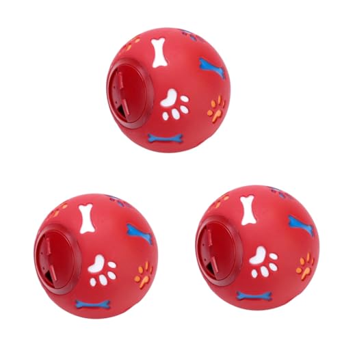 HHOZsafety Trainingsbedarf Hundespielzeug, auslaufendes Futter, Ball (Rot x 3 Stück, 11 x 11 x 11 cm x 3 Stück) von HHOZsafety