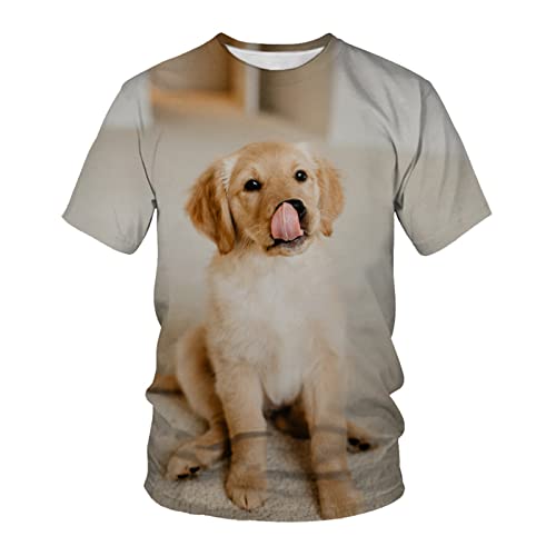 3D T-Shirt Tierhund 3D-Druck Lose Lässige Atmungsaktive Bequeme Kurzarm, A11,6XL von HHSW