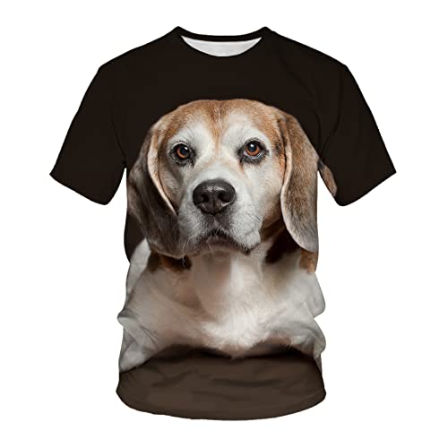 3D T-Shirt Tierhund 3D-Druck Lose Lässige Atmungsaktive Bequeme Kurzarm, A23,5XL von HHSW