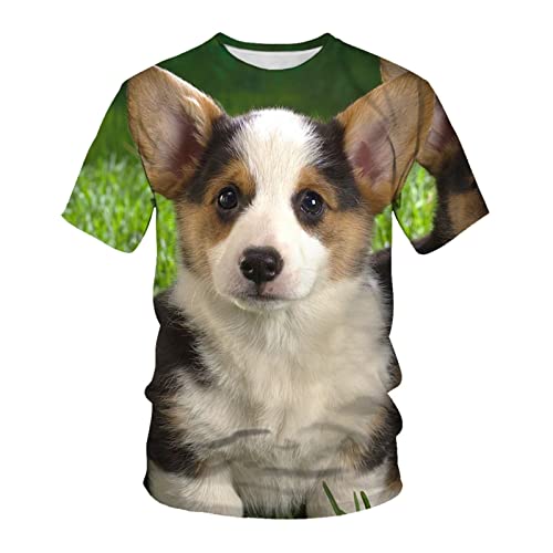 3D T-Shirt Tierhund 3D-Druck Lose Lässige Atmungsaktive Bequeme Kurzarm, A24, XXL von HHSW