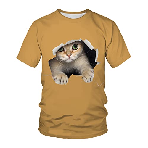 3D T-Shirt Tierkatze 3D-Druck Locker Lässig Atmungsaktiv Bequem Kurzarm,B21,L von HHSW