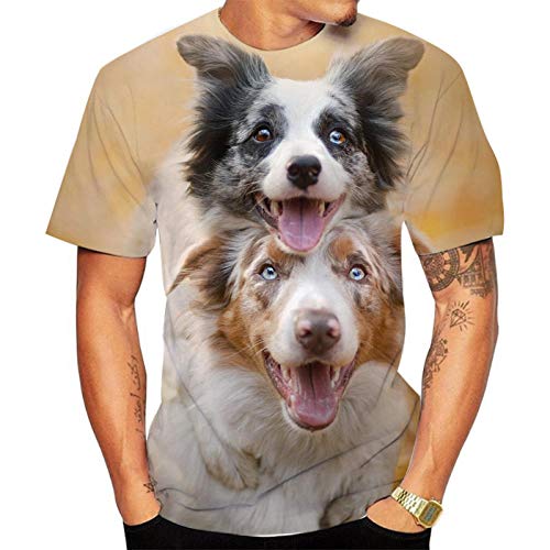 HHSW Tshirts Männer Digitale 3D-Rundhals-Hundedruck Mit Kurzen Ärmeln-M_4XL von HHSW