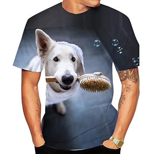 Herren T Shirt 3D Bequeme Lässige Rundhals-Hundedruck Mit Kurzen Ärmeln-13_5XL von HHSW