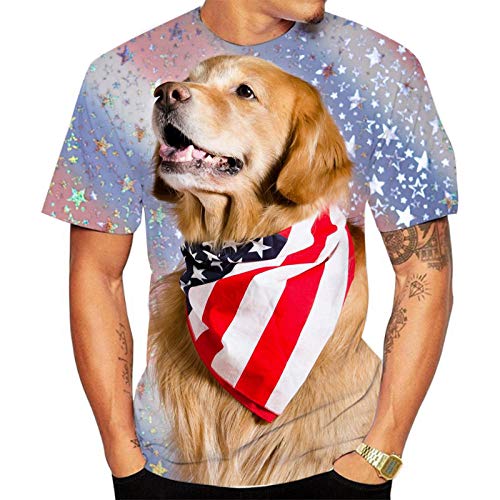 Herren T Shirt 3D Bequeme Lässige Rundhals-Hundedruck Mit Kurzen Ärmeln-7_4XL von HHSW