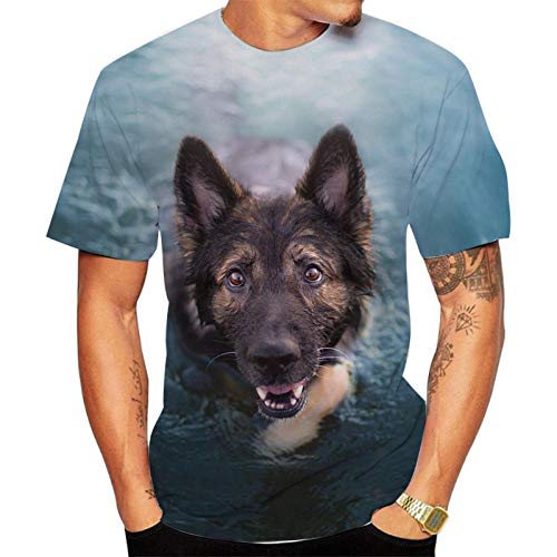 Herren T Shirt 3D Bequeme Lässige Rundhals-Hundedruck Mit Kurzen Ärmeln-8_5XL von HHSW