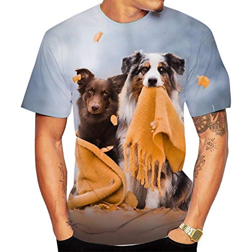 Herren T Shirt Hund Hund Ausdruck Drucken 3D Rundhals-T-Shirt-19_5XL von HHSW