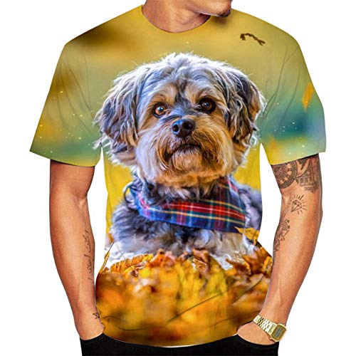 Herren T Shirt Hund Hund Ausdruck Drucken 3D Rundhals-T-Shirt-2_3XL von HHSW