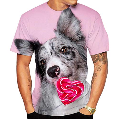 Herren T Shirt Hund Hund Ausdruck Drucken 3D Rundhals-T-Shirt-3_4XL von HHSW