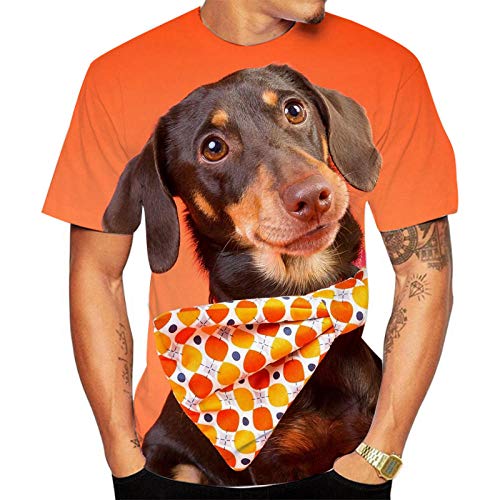 Herren T Shirt Hund Hund Ausdruck Drucken 3D Rundhals-T-Shirt-4_5XL von HHSW