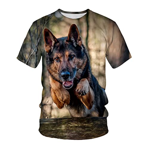 Herren T Shirt Tierhund 3D-Druck Lose Lässige Atmungsaktive Bequeme Kurzarm, A13, 3XL von HHSW