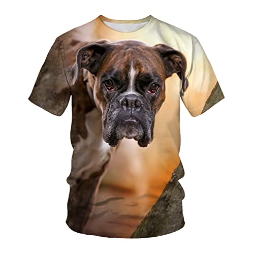 Herren T Shirt Tierhund 3D-Druck Lose Lässige Atmungsaktive Bequeme Kurzarm, A15,4XL von HHSW