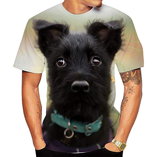 Herren Tshirt 3D Bequeme Lässige Rundhals-Hundedruck Mit Kurzen Ärmeln-6_M. von HHSW