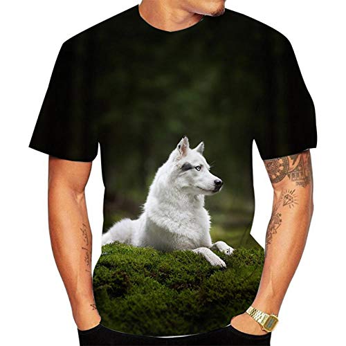 Herren Tshirt Hund Hund Ausdruck Drucken 3D Rundhals-T-Shirt-16_3XL von HHSW