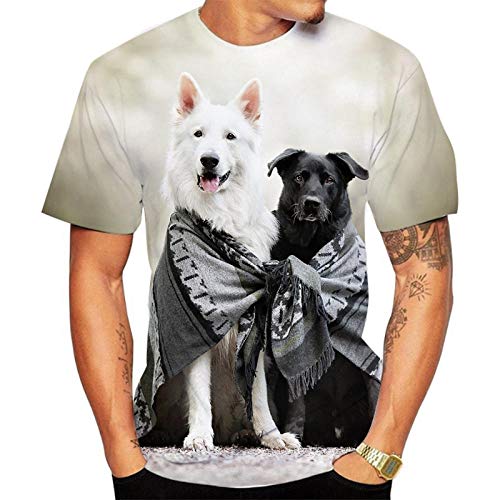 Herren Tshirt Hund Hund Ausdruck Drucken 3D Rundhals-T-Shirt-8_L. von HHSW