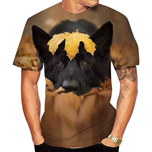 T Shirts Männer 3D Bequeme Lässige Rundhals-Hundedruck Mit Kurzen Ärmeln-9_4XL von HHSW